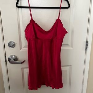 Victoria Secret Angel Red Slip Dress Lingerie Vintage Rhinestone Satin